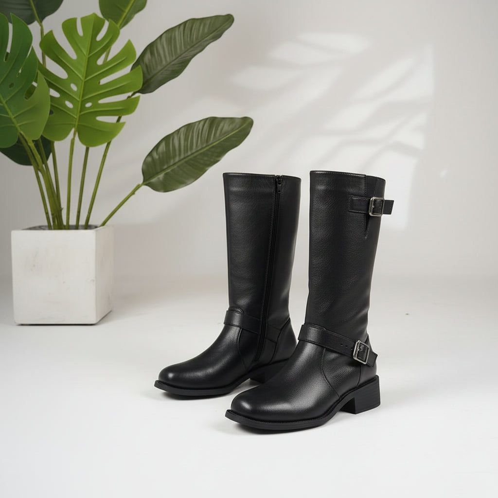 Sarah Express Plus Size Chunky Heel Thigh High Boots