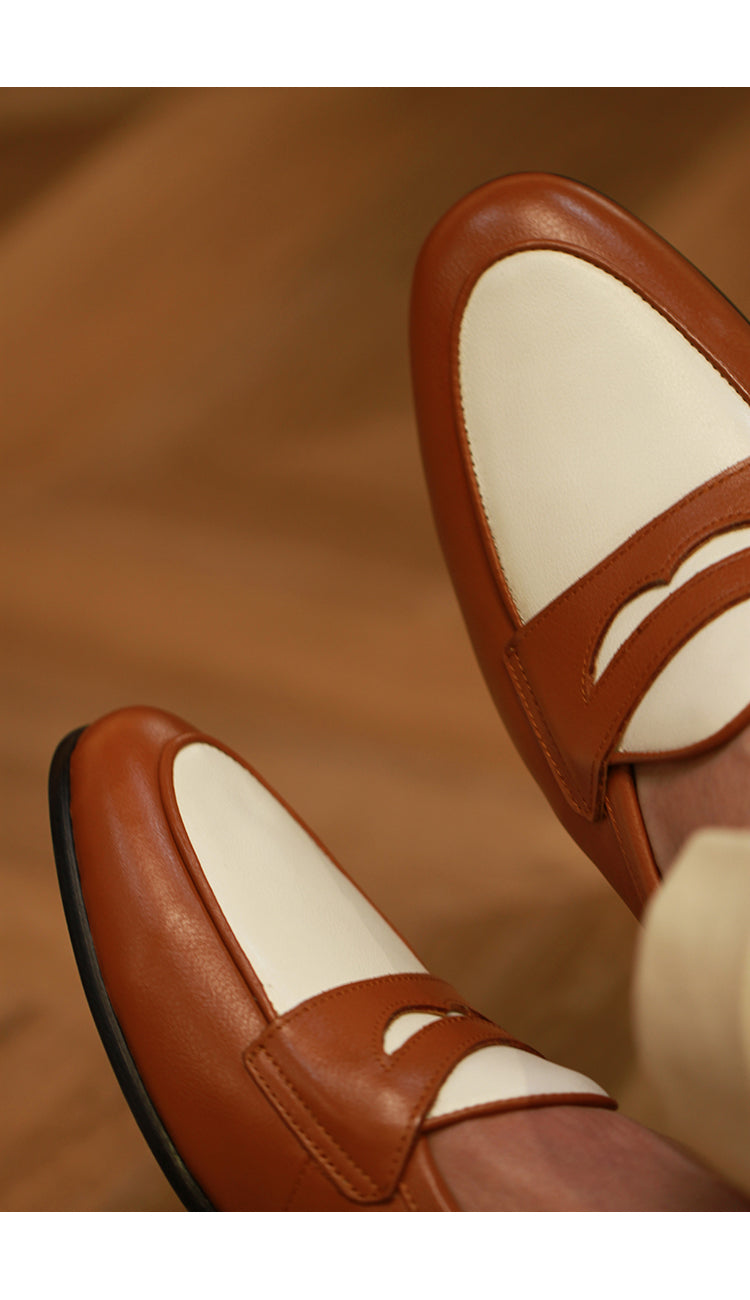 Sarah Express Men's Two-Tone Leather Penny Loafers