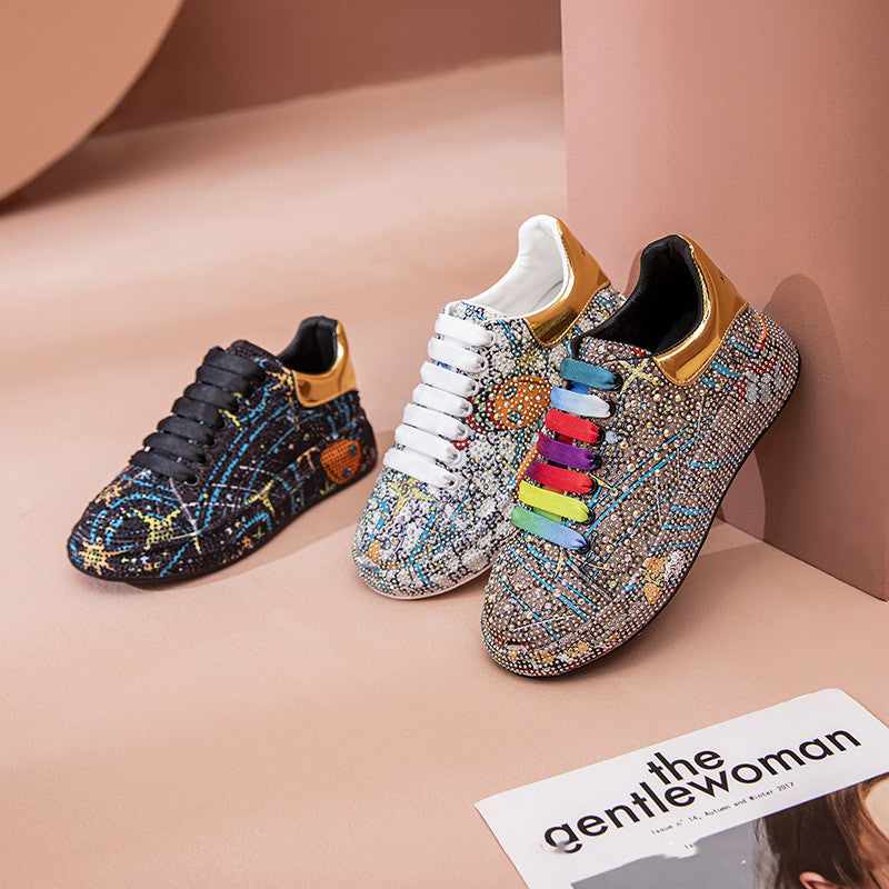Sarah Express Rhinestone Platform Sneakers with Colorful Laces