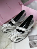 Sarah Express Silver Ballet Flats with Thick Sole Silver