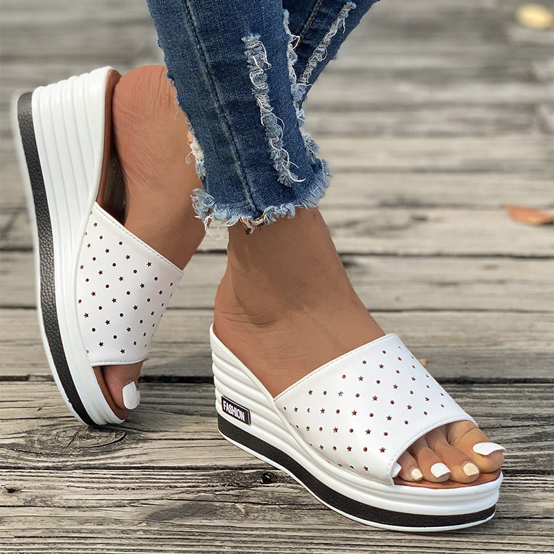 Sarah Express Women's Cutout Platform Wedge Sandals