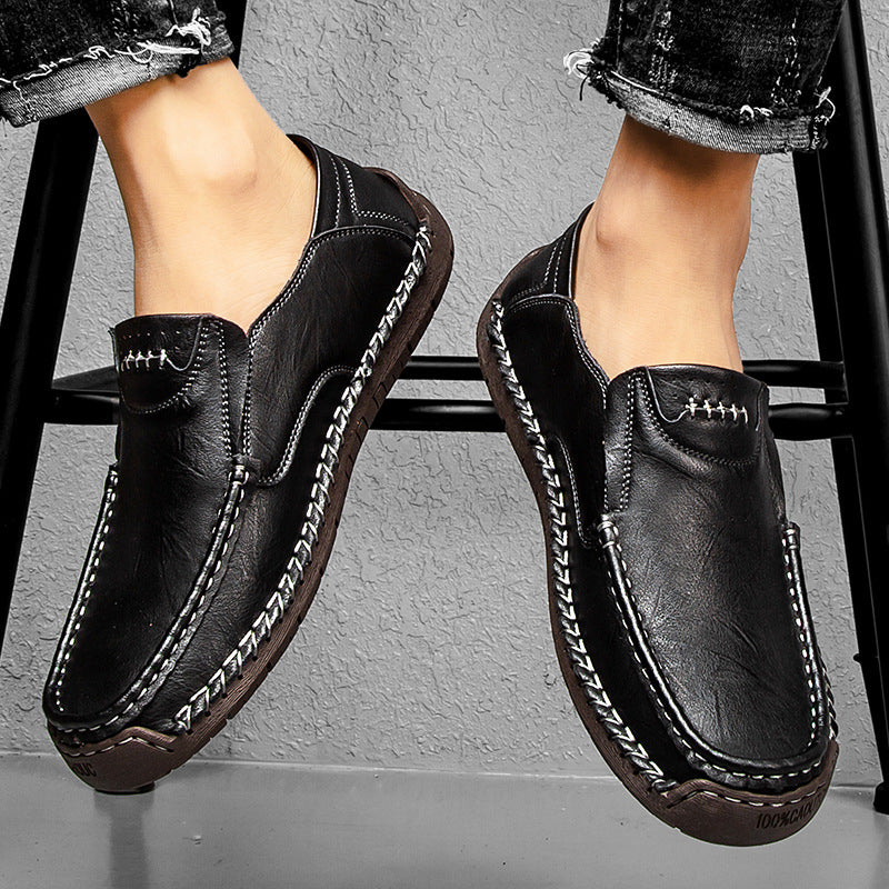 Sarah Express Men's Casual Leather Slip-On Loafers