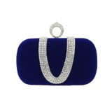 Sarah Express Velvet Rhinestone Evening Clutch Bag Royal blue