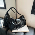 Sarah Express Structured PU Leather Turn-Lock Travel Bag Black