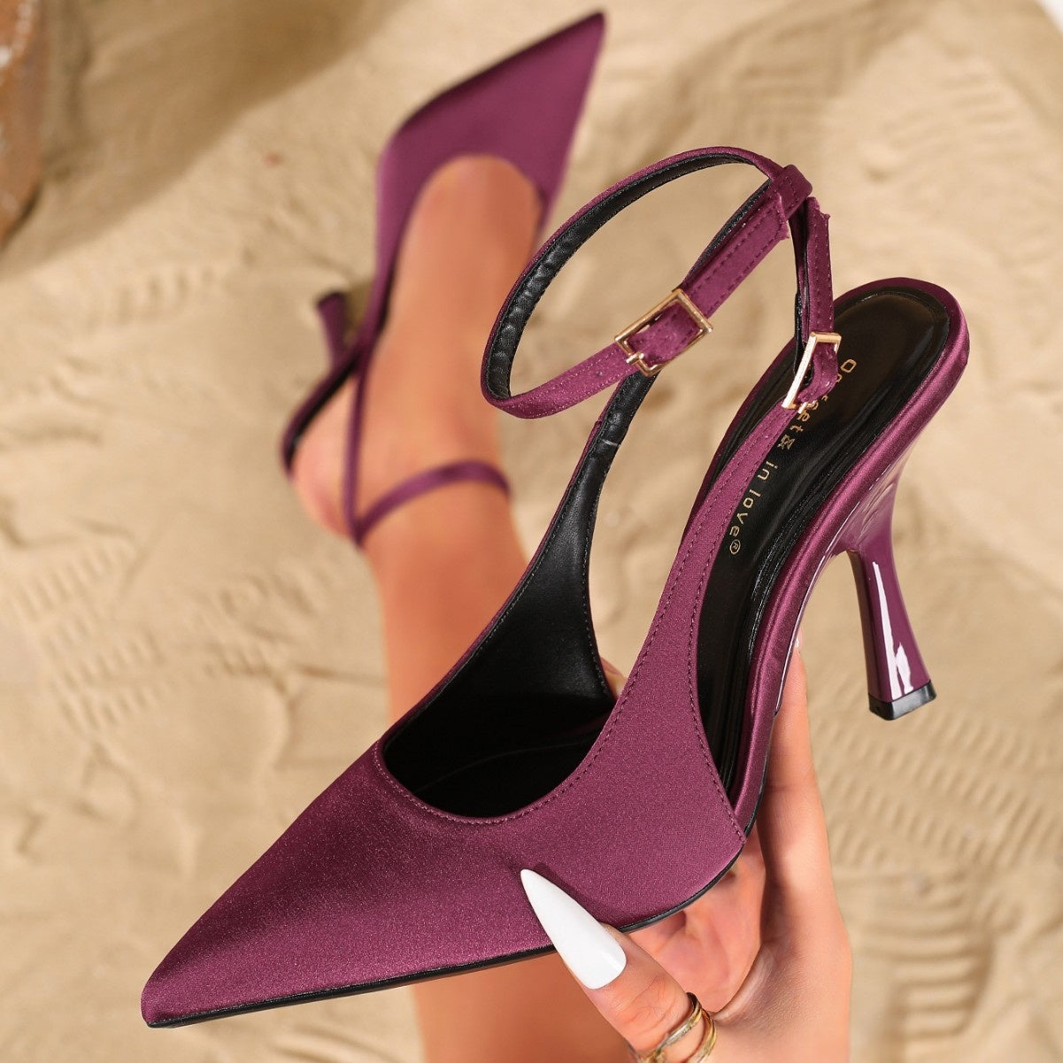 Sarah Express Pointed Toe Stiletto Ankle Strap Heels
