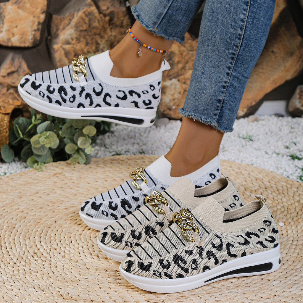 Sarah Express Leopard Print Slip-On Wedge Sneakers
