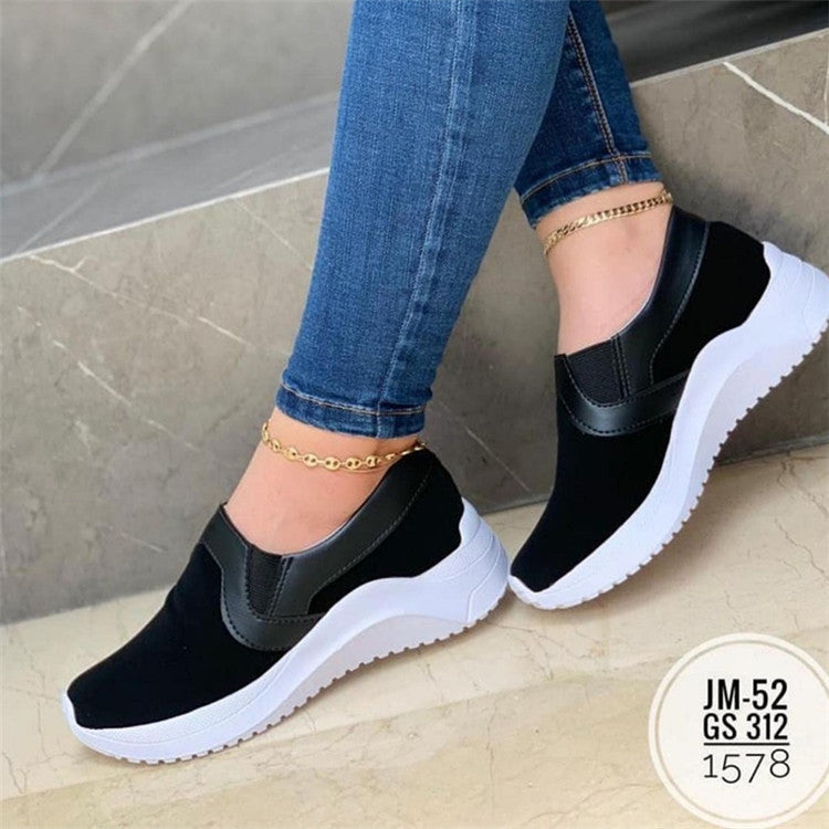 Sarah Express Breathable Slip-On Wedge Walking Sneakers Black