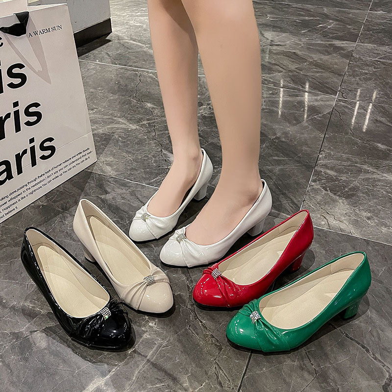 Sarah Express Women's Slip-on Round-toe Block Heel Shoes