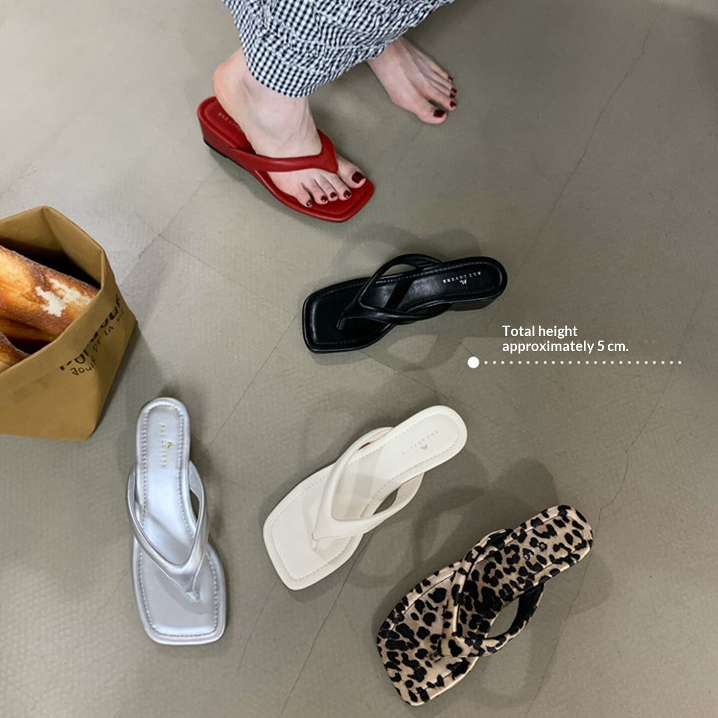 Sarah Express French Style Square Toe Wedge Sandals
