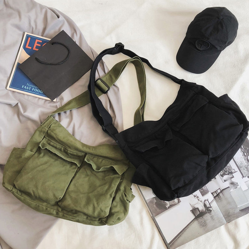 Sarah Express Canvas Messenger Bag Multi Pocket Shoulder