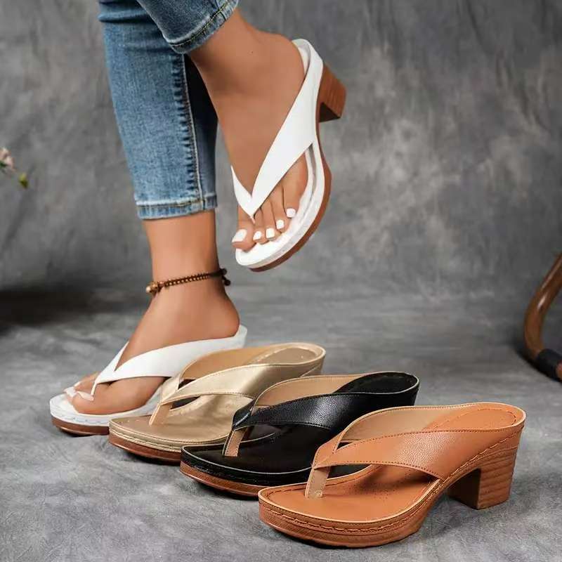 Sarah Express Women's Square Heel Wedge Sandals