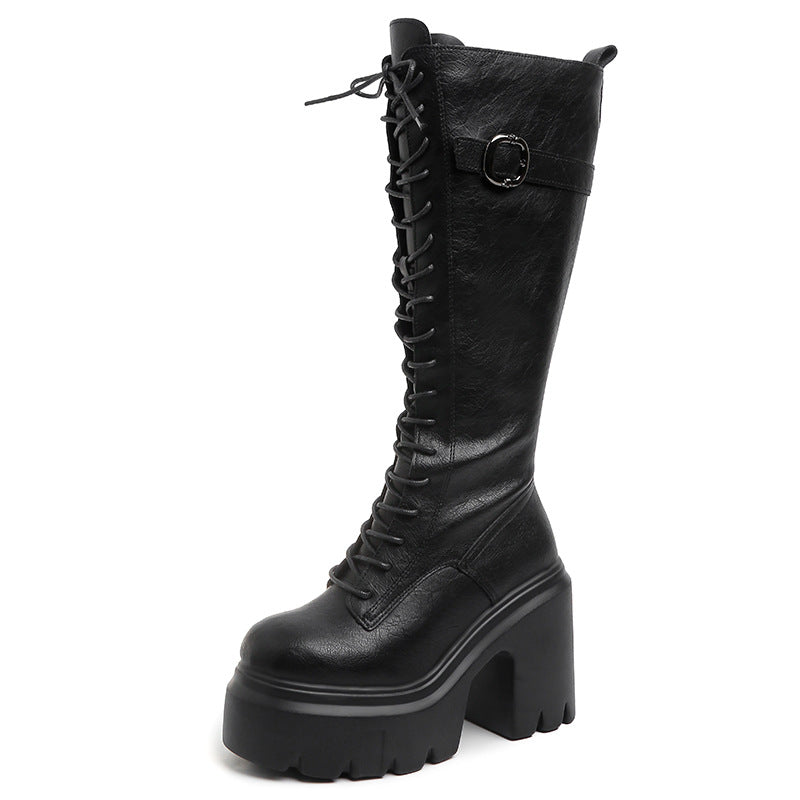 Sarah Express Chunky Heel Lace-Up Over-the-Knee Boots