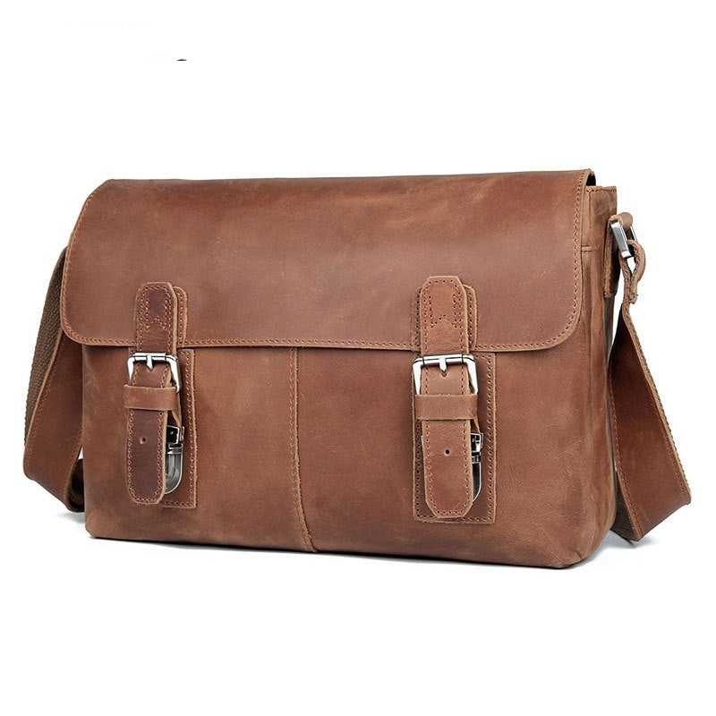 Sarah Express Vintage Leather Men's Crossbody Messenger Bag Brown