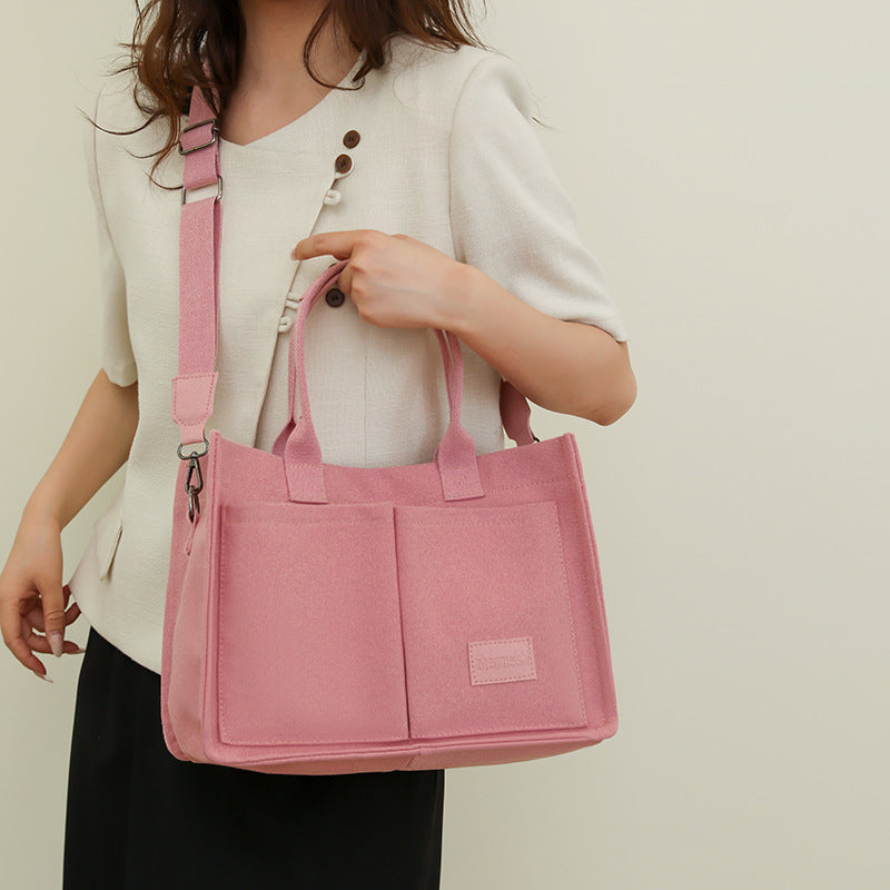 Sarah Express Canvas Multi-Pocket Tote and Crossbody Bag