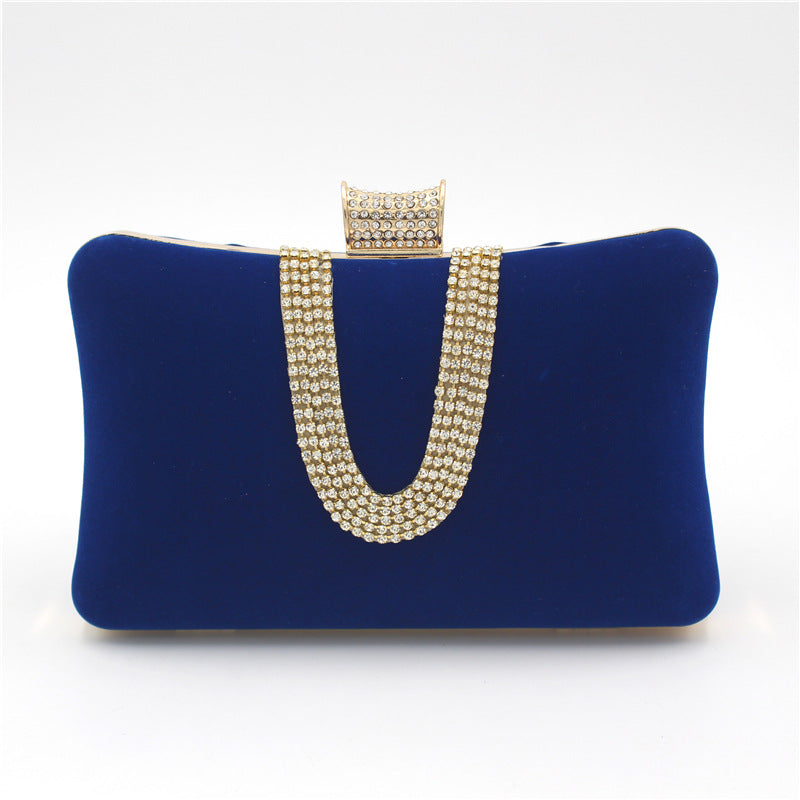 Sarah Express Velvet Diamond Embellished Evening Clutch Bag Sapphire Blue 20cm6cm12cm