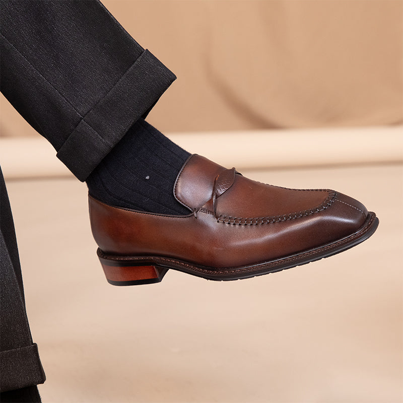 Sarah Express Men's Square Toe Leather Loafers
