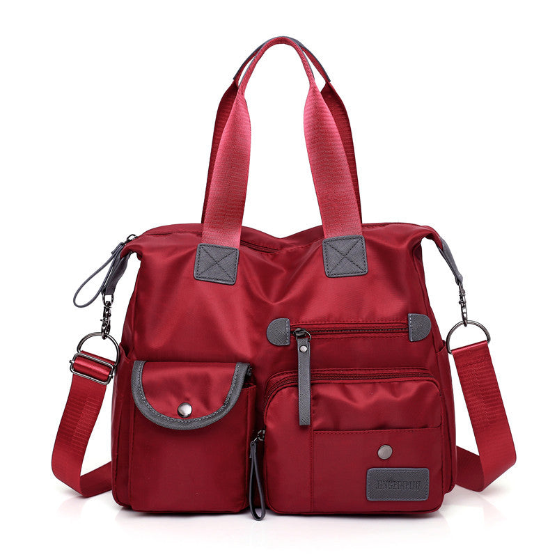 Sarah Express Nylon Multi-Pocket Commuter Messenger Bag Red