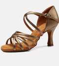 Sarah Express Professional Latin Dance Heels Ballroom Shoes Brown oil PU with 7% heel