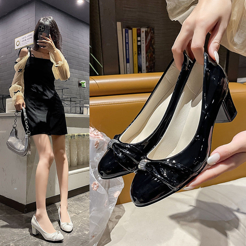 Sarah Express Women's Slip-on Round-toe Block Heel Shoes