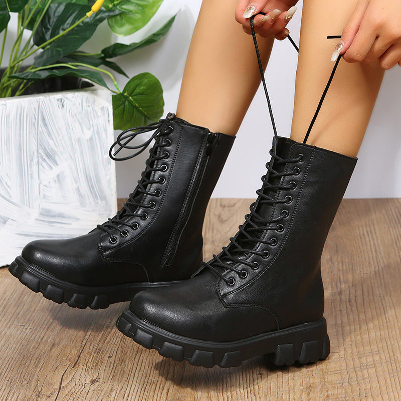 Sarah Express Women's Round Toe Lace-Up Ankle Boots