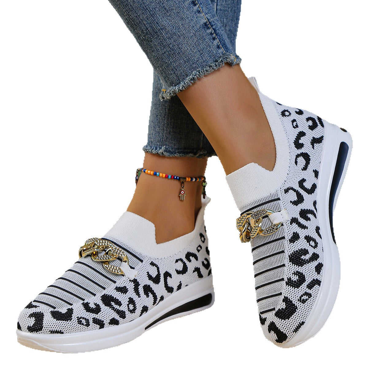 Sarah Express Leopard Print Slip-On Wedge Sneakers