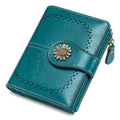 Sarah Express RFID Blocking Genuine Leather Card Wallet Blue 64 Pattern