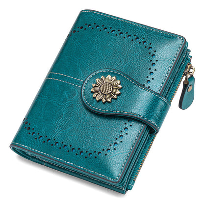 Sarah Express Anti-Theft RFID Blocking Leather Card Holder Wallet Blue 64 Pattern