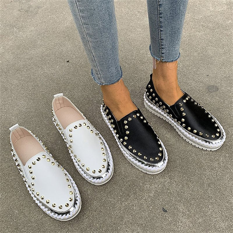 Sarah Express Studded Rivet Slip-On Flat Sneakers