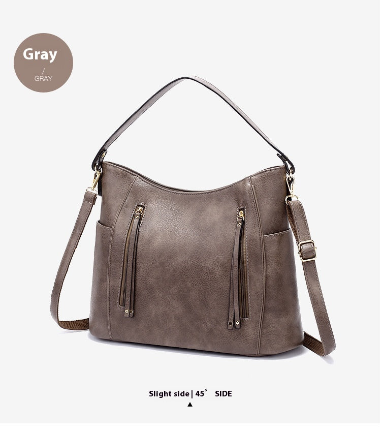 Sarah Express Vintage Style Large Capacity Shoulder Bag Light Gray
