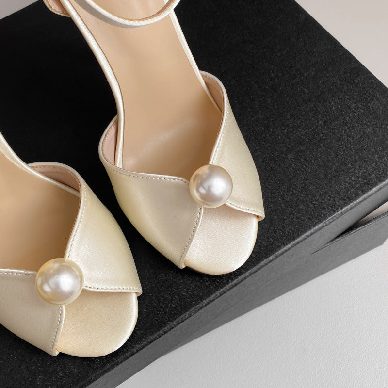Sarah Express Peep Toe Stiletto Sandals with Ankle Strap