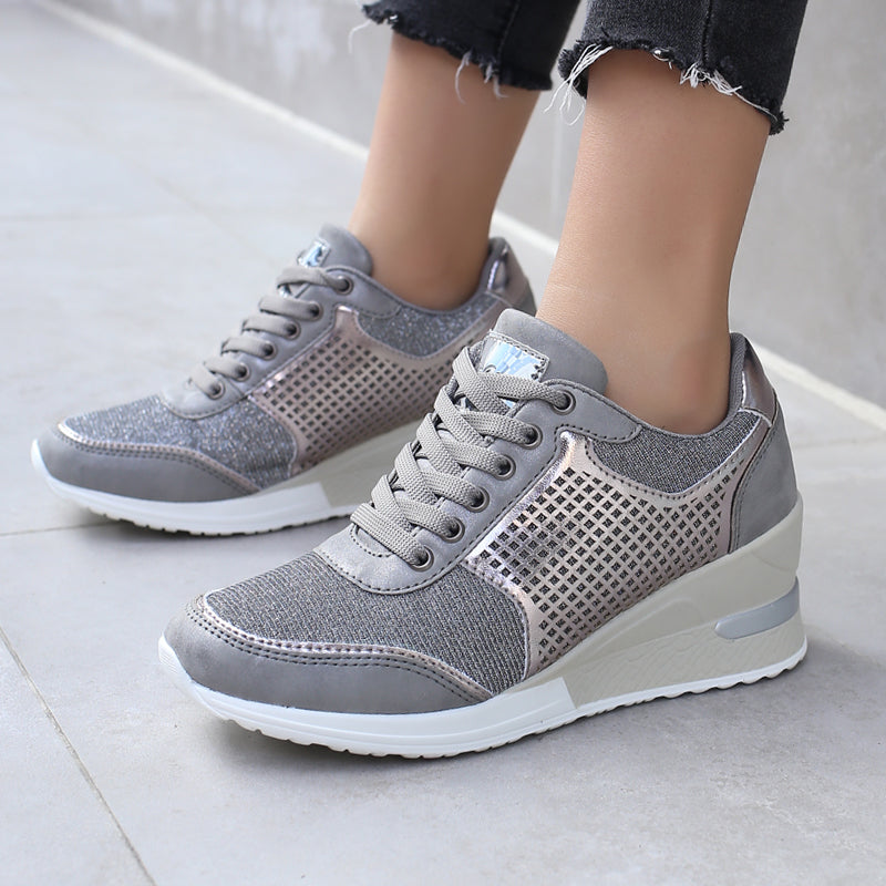 Sarah Express Women's Lace-up Height Increasing Wedge Sneakers
