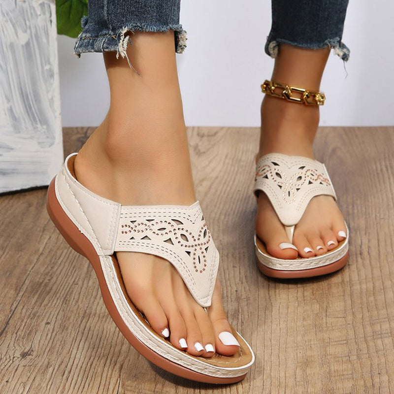 Sarah Express Rhinestone Wedge Platform Clip-Toe Sandals
