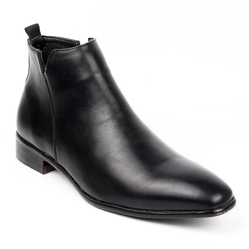 Sarah Express Men's Square Toe Side Zipper Boots Black