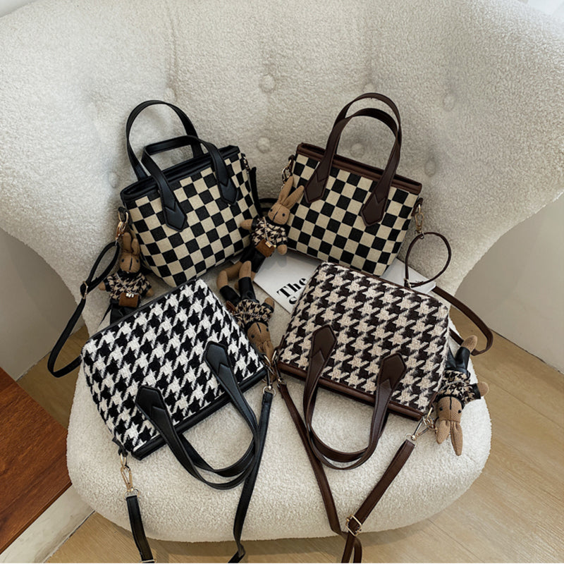 Sarah Express Houndstooth Structured Shoulder Messenger Bag