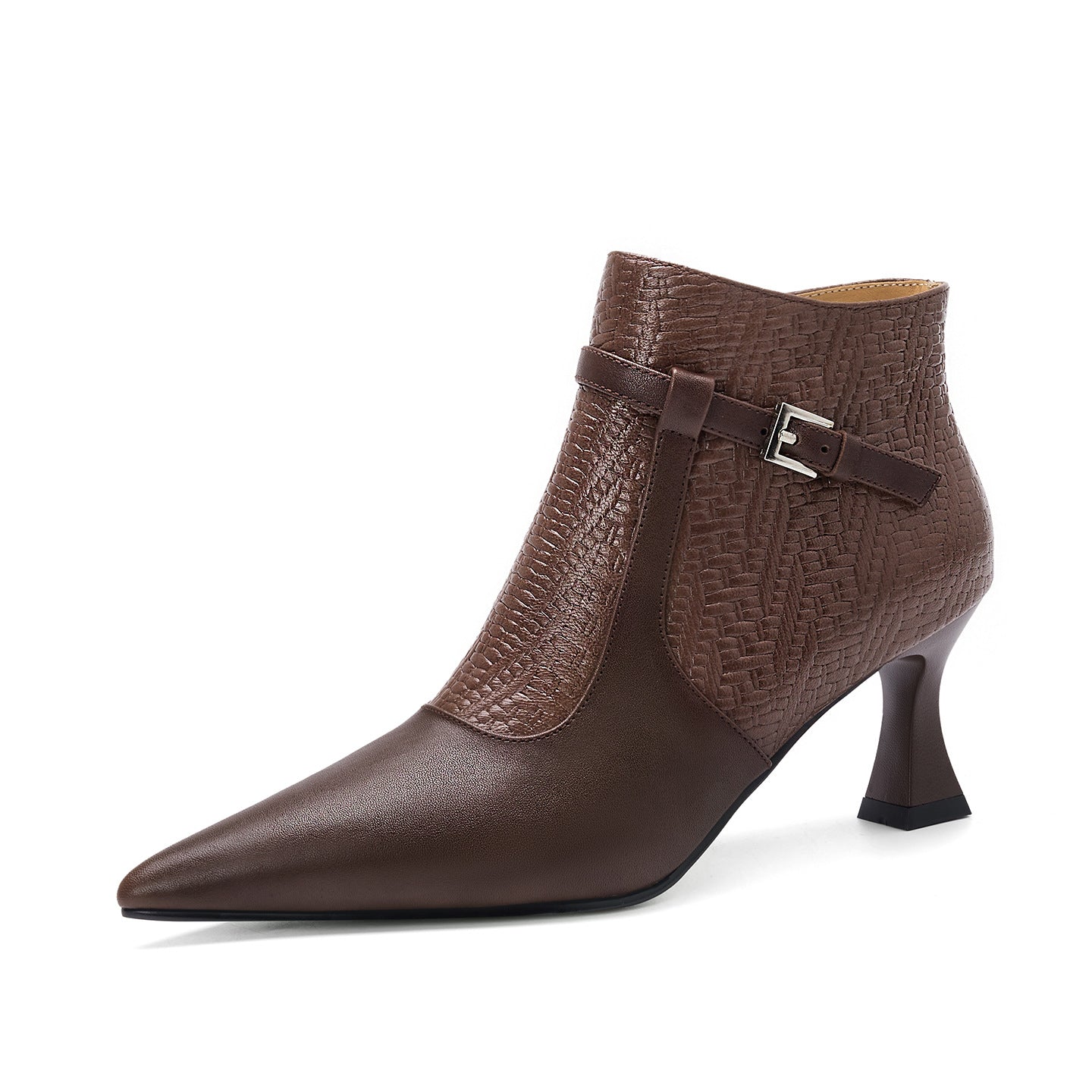 Sarah Express Pointed Toe Chunky Heel Ankle Boots