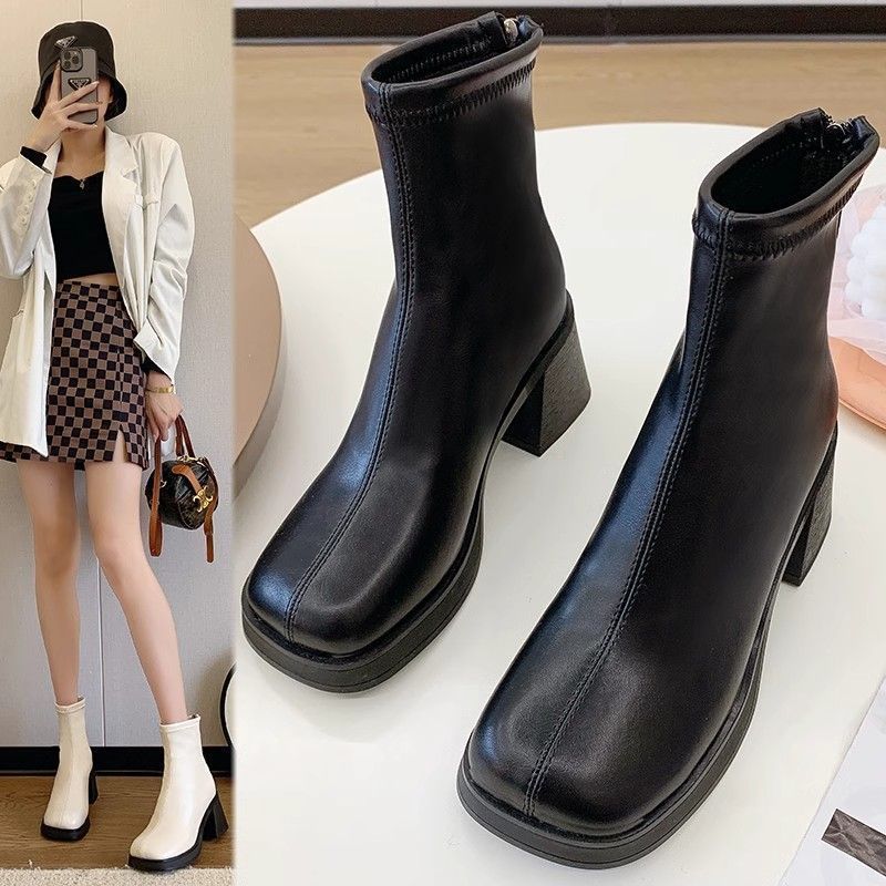 Sarah Express Women's Minimalist Slip-On Ankle Boots Black