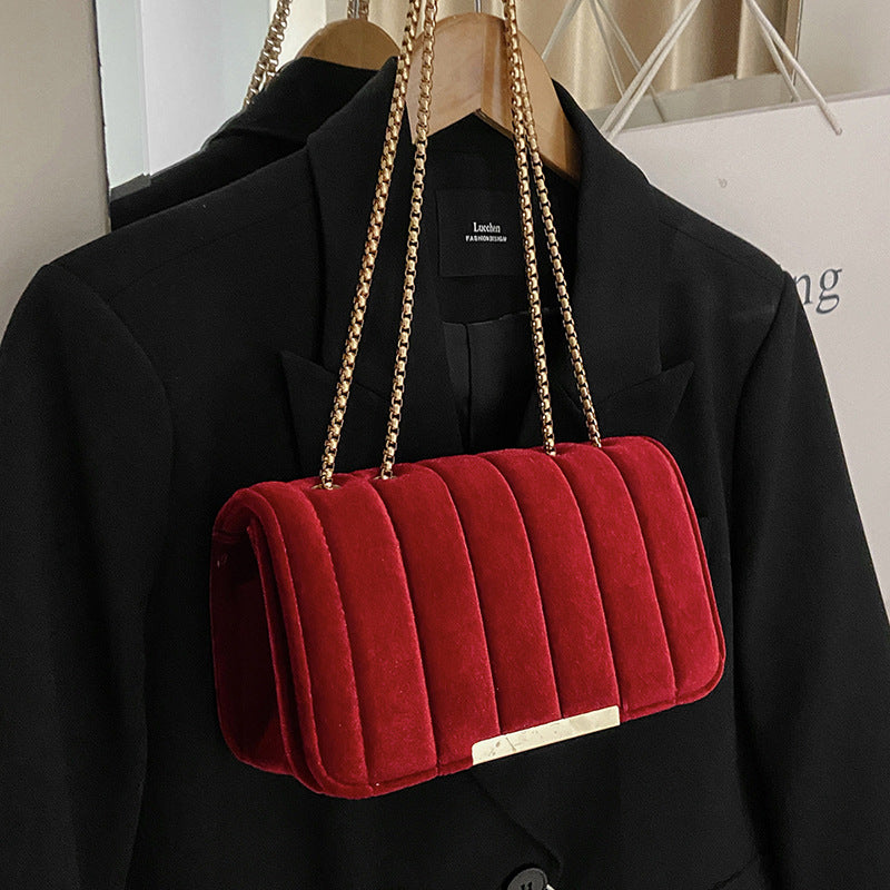Sarah Express Velvet Chain Crossbody Square Bag