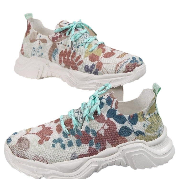 Sarah Express Floral Print Knit Low Top Sneakers
