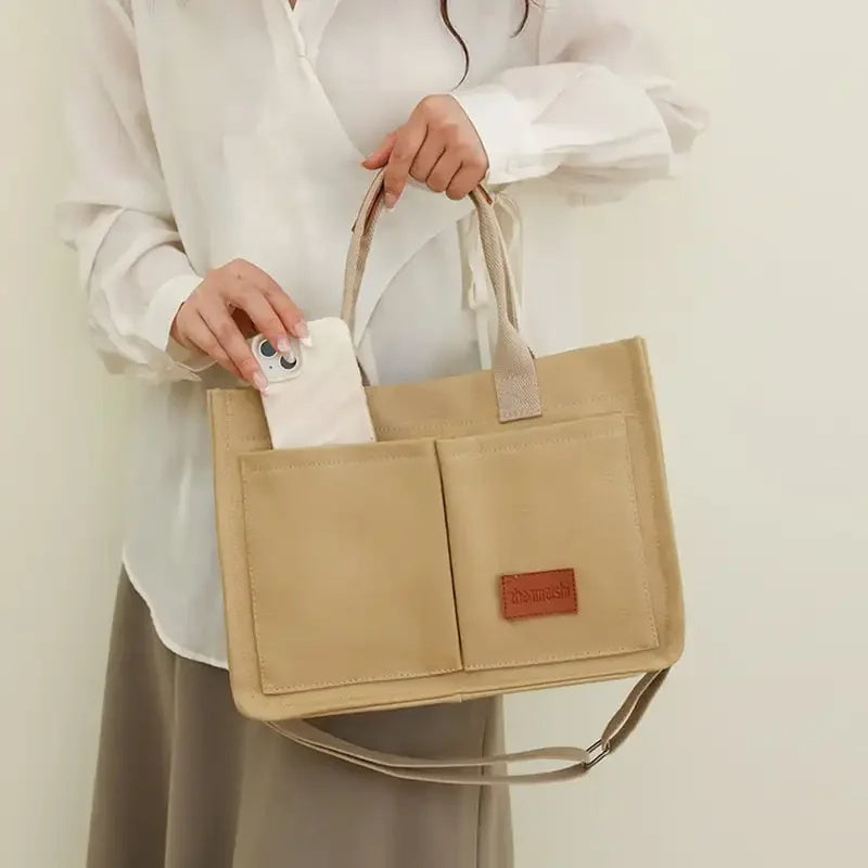 Sarah Express Canvas Multi-Pocket Tote and Crossbody Bag