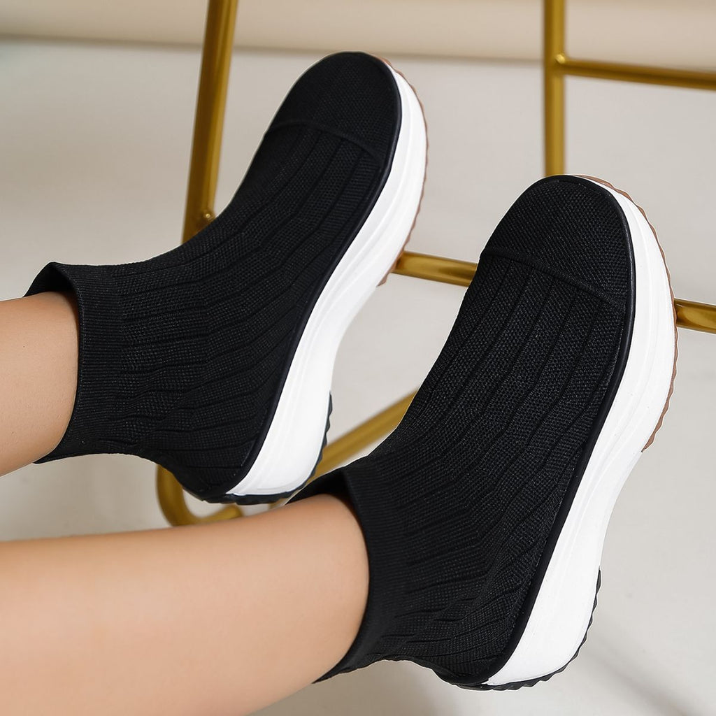 Sarah Express Women's Thick-Soled Knit Ankle Boots