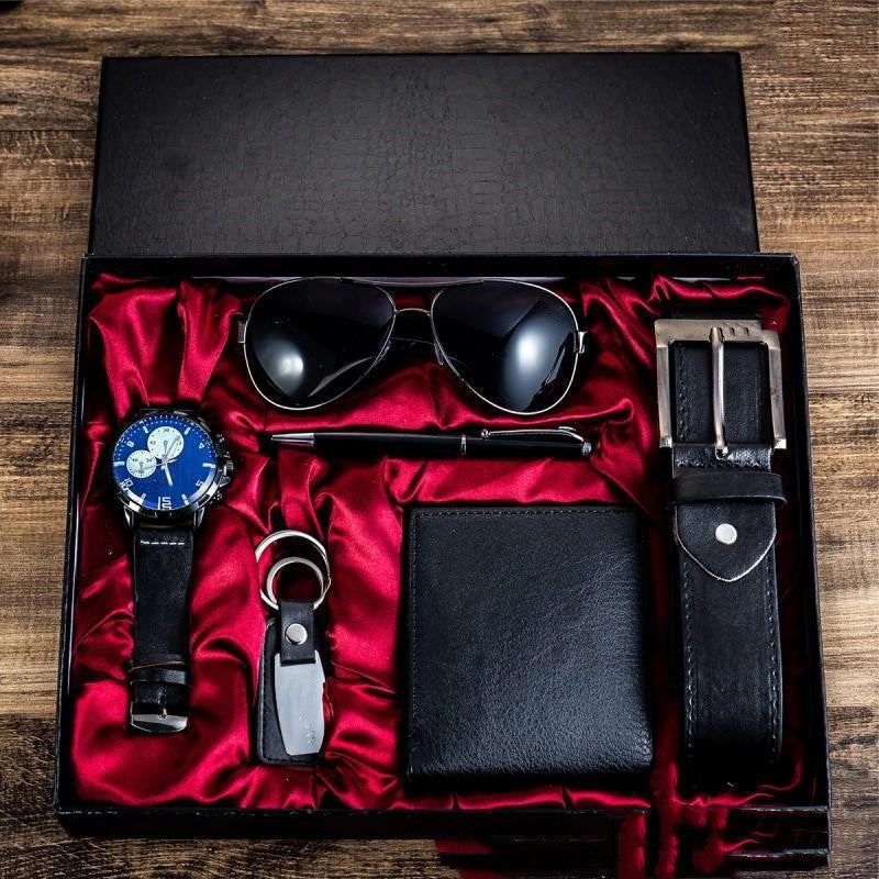 Sarah Express Luxury Men's Wallet and Accessory Set Black