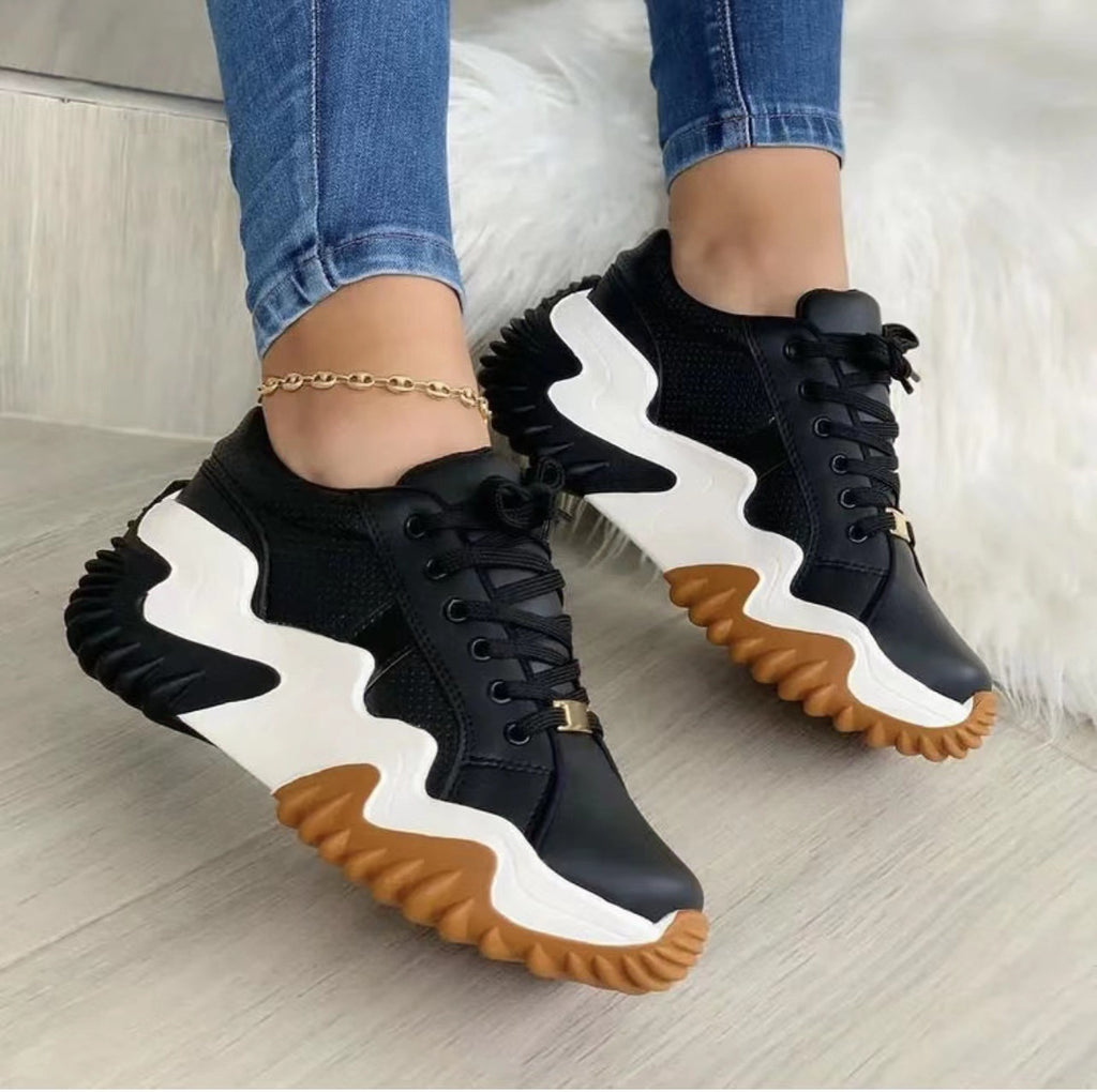 Women's Lace-Up Platform Chunky Sneakers – lace-up detail