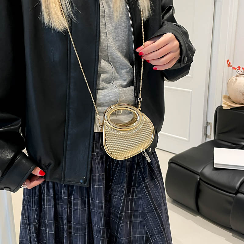Sarah Express Embossed Crescent Chain Crossbody Bag