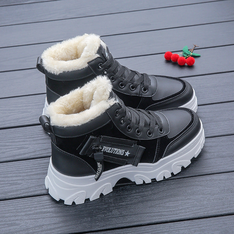 Sarah Express Winter Platform Lace-Up Ankle Boots Black