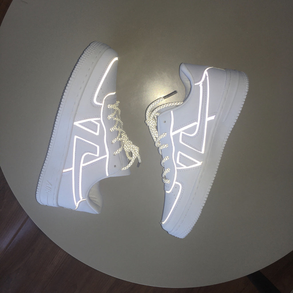 Sarah Express Reflective White Low Top Lace-Up Sneakers White