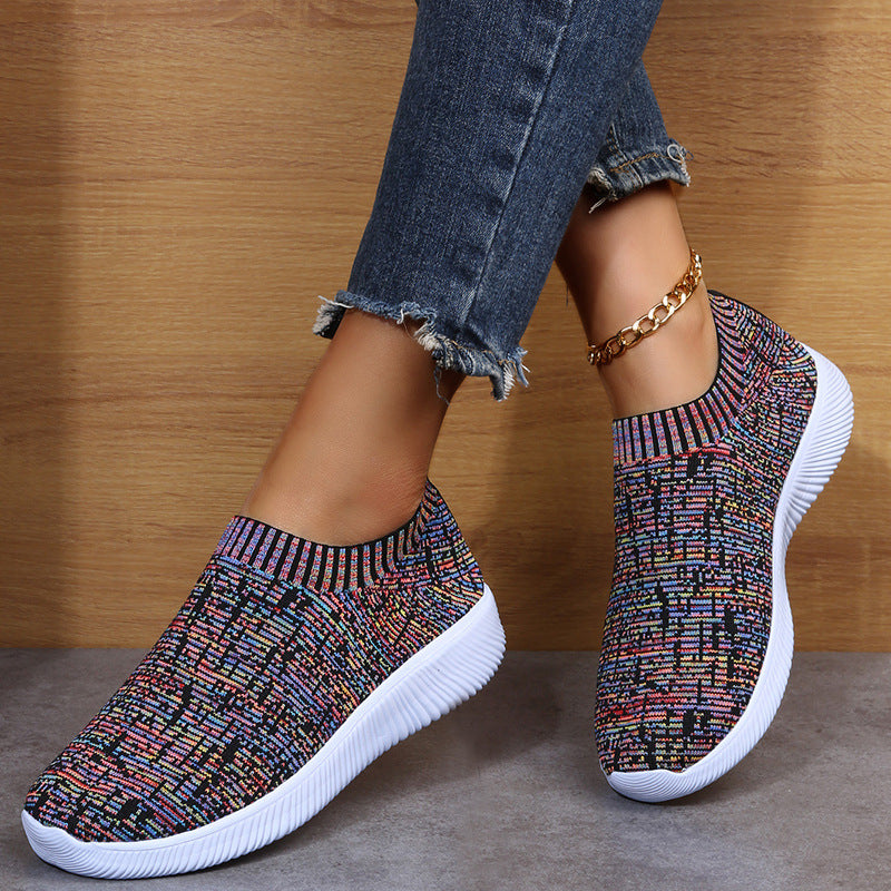 Sarah Express Unisex Stripe Knit Sock Sneakers