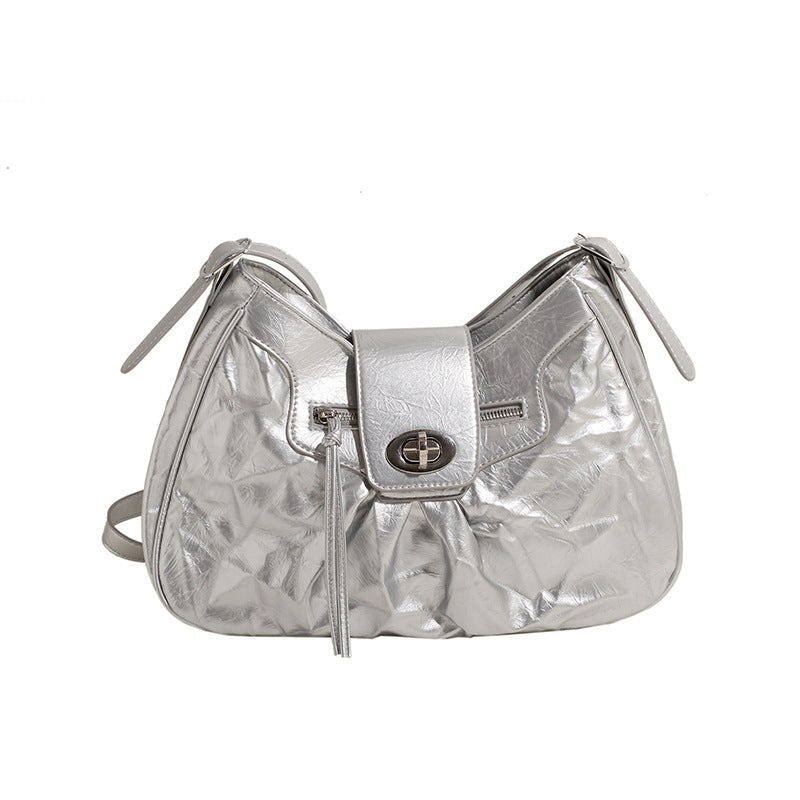 Sarah Express Structured PU Leather Turn-Lock Travel Bag
