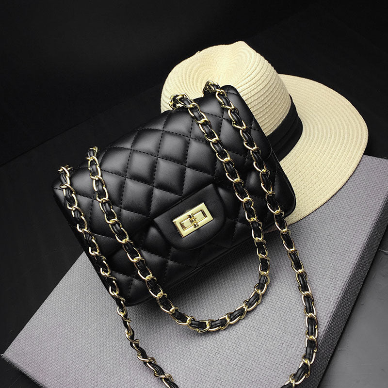 Sarah Express Quilted Chain Strap Messenger Bag Black
