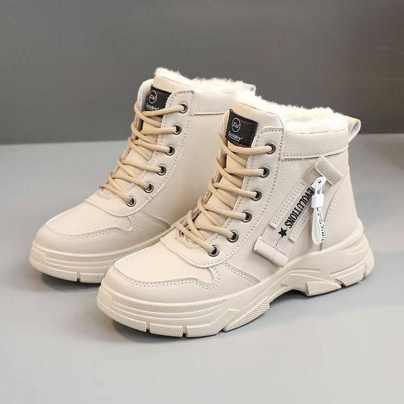 Sarah Express Fleece-Lined Waterproof Winter Sneakers Khaki