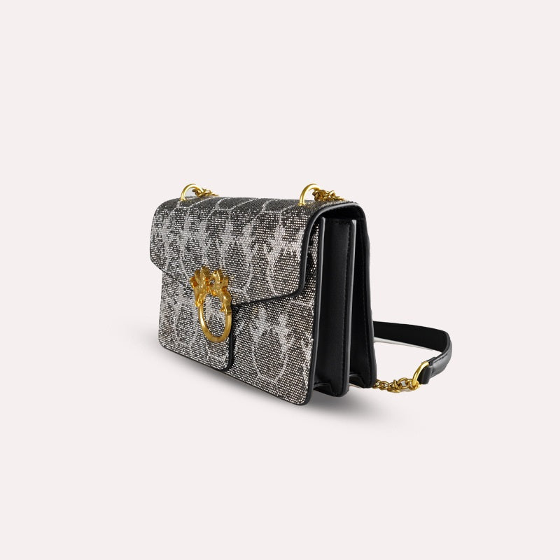Sarah Express Rhinestone Embellished Crossbody Chain Bag